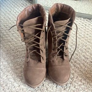 Brown combat boots